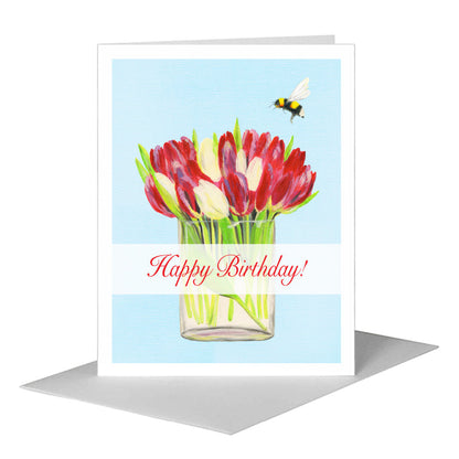 Freshly Cut Tulips, Greeting Card (#8264E) A2 Card Front, www.printedcanvas.com