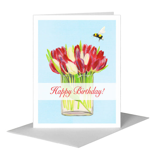 Freshly Cut Tulips, Greeting Card (#8264E) A2 Card Front, www.printedcanvas.com