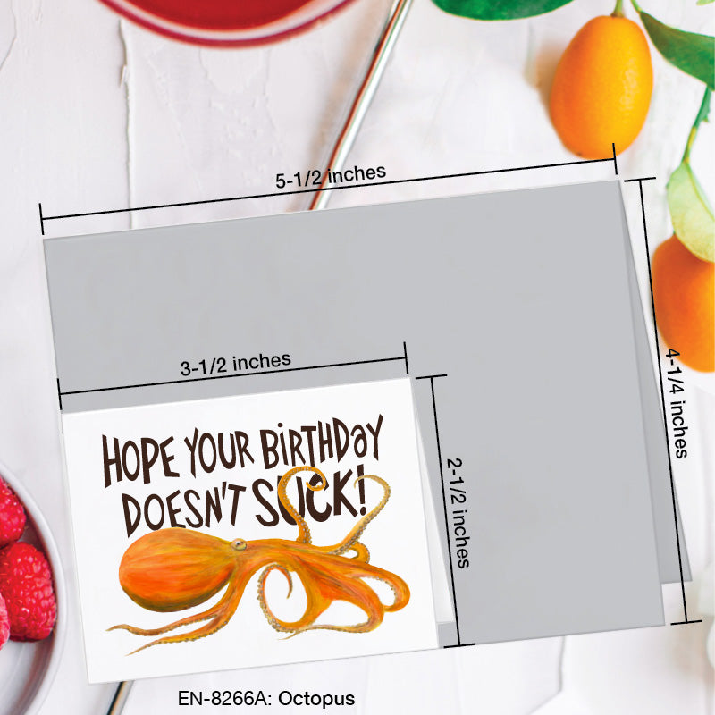 Octopus, Greeting Card (8266A), Enclosure, www.printedcanvas.com