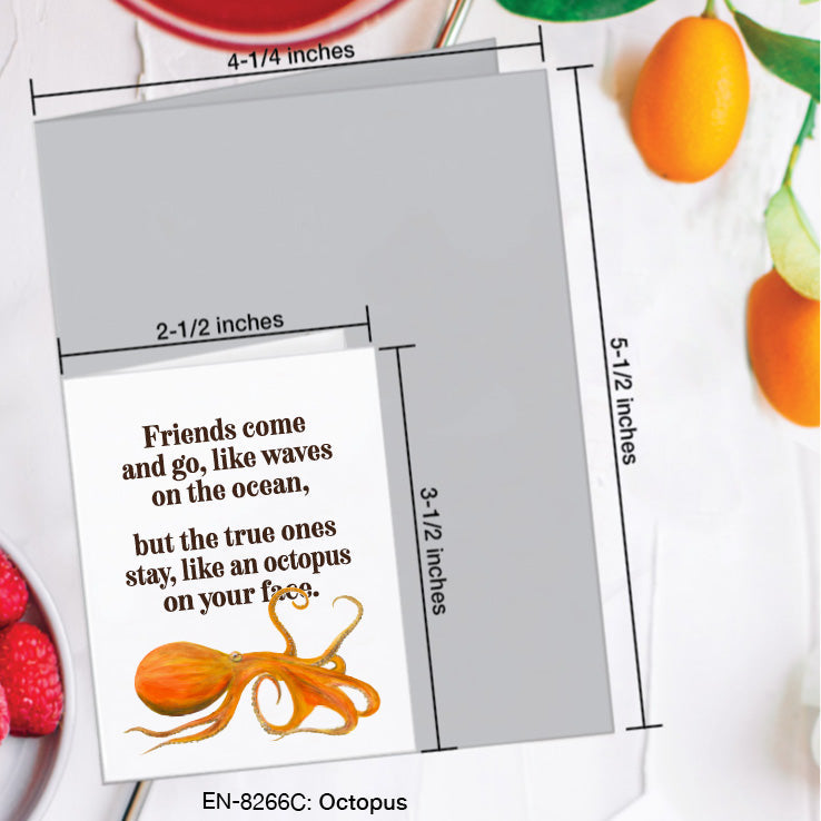 Octopus, Greeting Card (8266C), Enclosure, www.printedcanvas.com