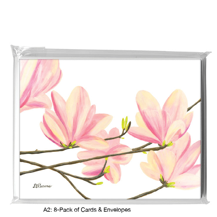 Pink Magnolias, Greeting Card (8271B), A2 Card 8-Pack, www.printedcanvas.com