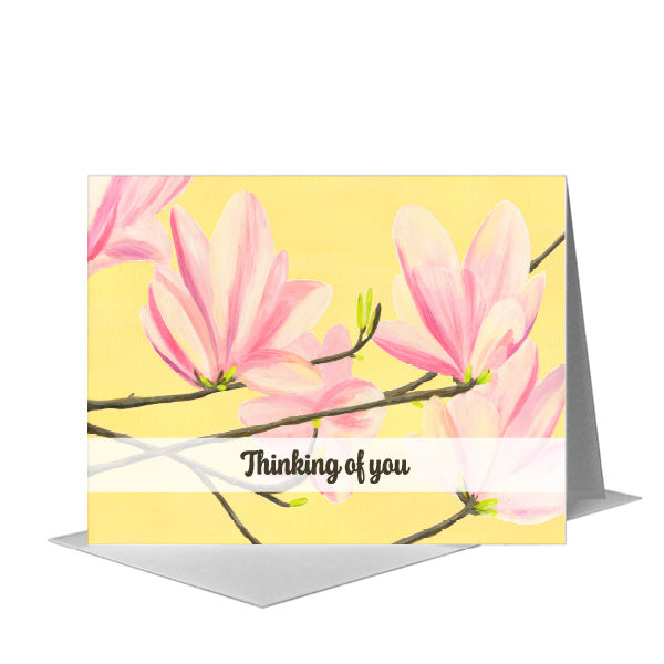 Pink Magnolias, Greeting Card (#8271A) A2 Card Front, www.printedcanvas.com