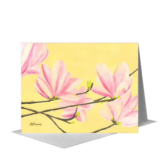 Pink Magnolias, Greeting Card (#8271F) A2 Card Front, www.printedcanvas.com
