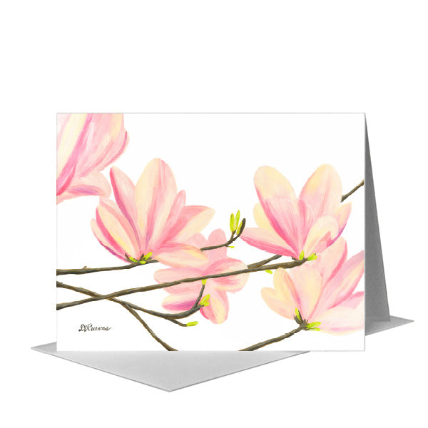 Pink Magnolias, Greeting Card (#8271B), A2 Card Front, www.printedcanvas.com
