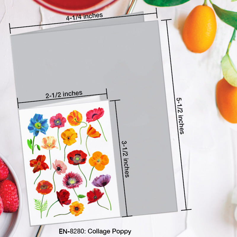 Collage Poppy, Greeting Card (8280A), Enclosure Card, www.printedcanvas.com
