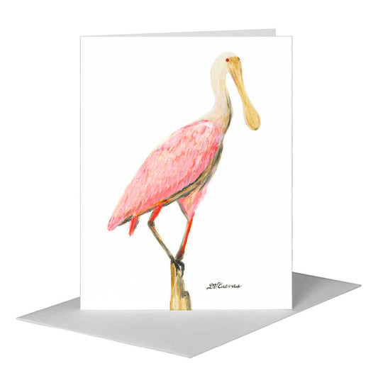 Roseate Spoonbill, Greeting Card (#8289C) A2 Card Front, www.printedcanvas.com