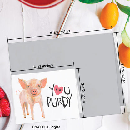Piglet, Greeting Card (8305A), Enclosure, www.printedcanvas.com