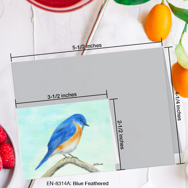 Blue Feathered, Greeting Card (8314A), Enclosure Card, www.printedcanvas.com