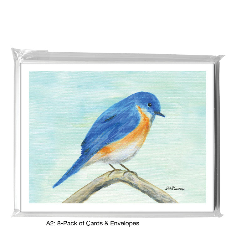 Blue Feathered, Greeting Card (8314A), A2 8-Pack, printedcanvas.com
