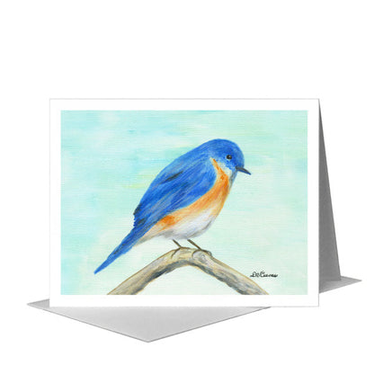Blue Feathered, Greeting Card (#8314A), A2 Card Front, www.printedcanvas.com