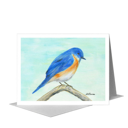 Blue Feathered, Greeting Card (#8314A) A2 Card Front, www.printedcanvas.com