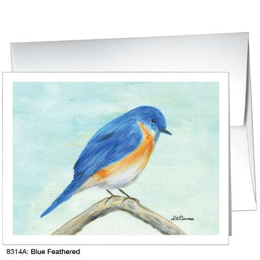 Blue Feathered, Greeting Card (8314A), A2 Card Front, www.printedcanvas.com