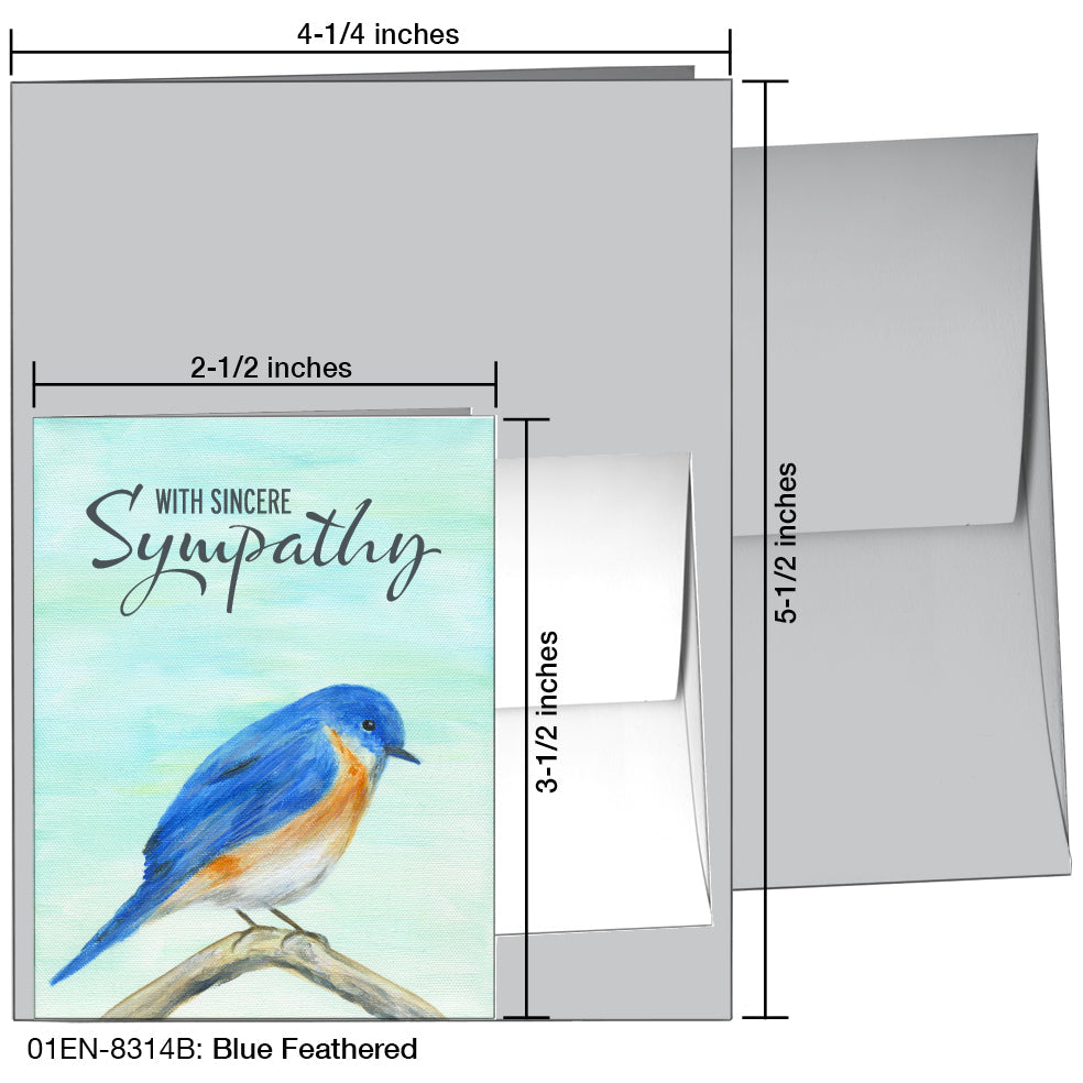 Blue Feathered, Greeting Card (8314B), Enclosure, printedcanvas.com