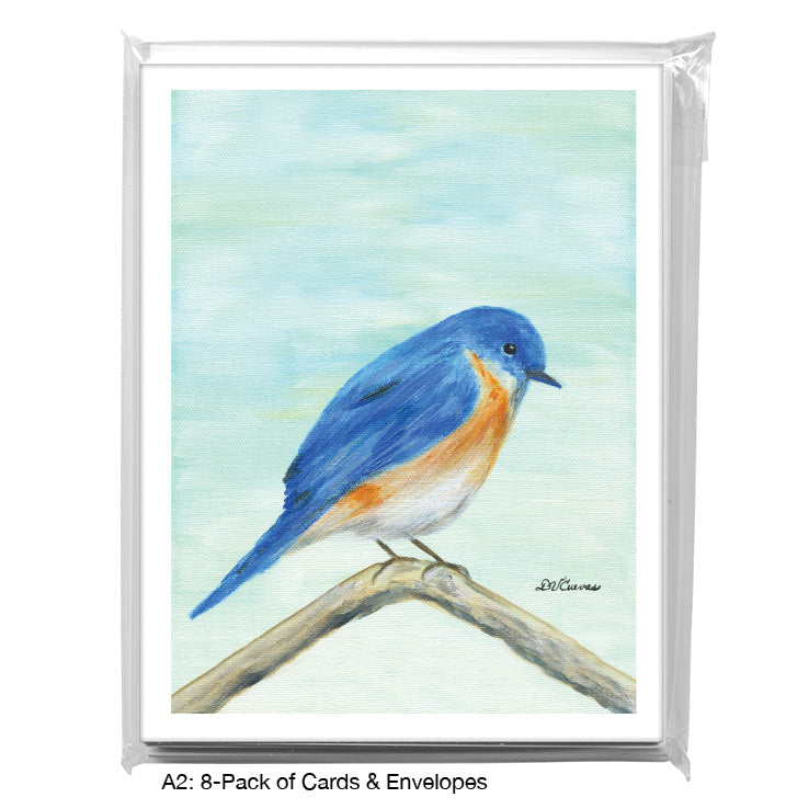 Blue Feathered, Greeting Card (8314D), A2 8-Pack, printedcanvas.com