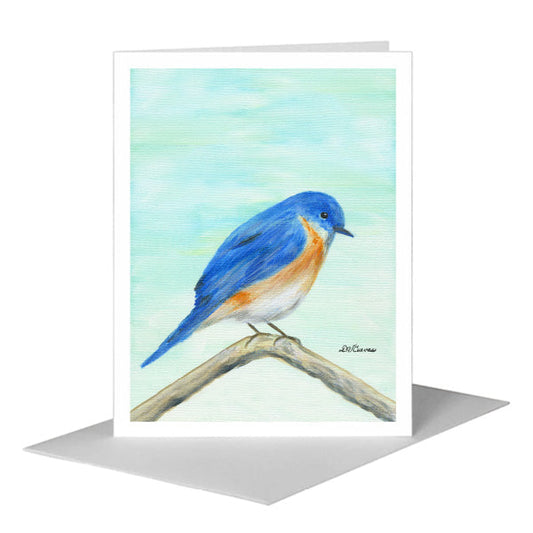 Blue Feathered, Greeting Card (#8314D) A2 Card Front, www.printedcanvas.com
