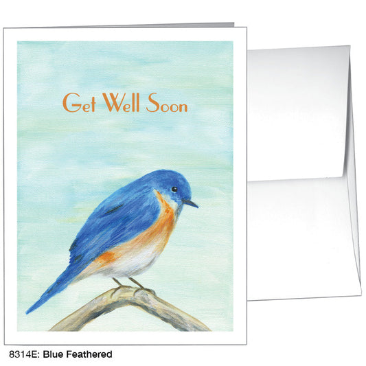 Blue Feathered, Greeting Card (8314E), A2 Card Front, www.printedcanvas.com
