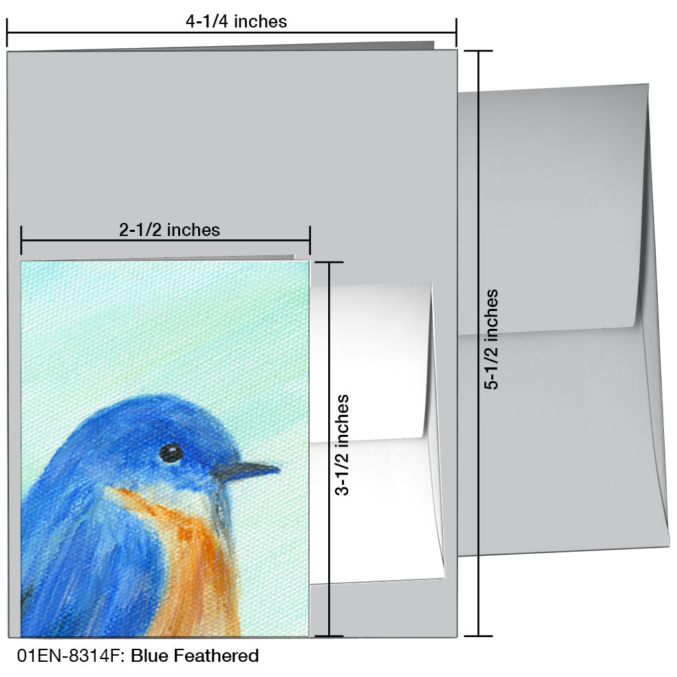 Blue Feathered, Greeting Card (8314F), Enclosure, printedcanvas.com