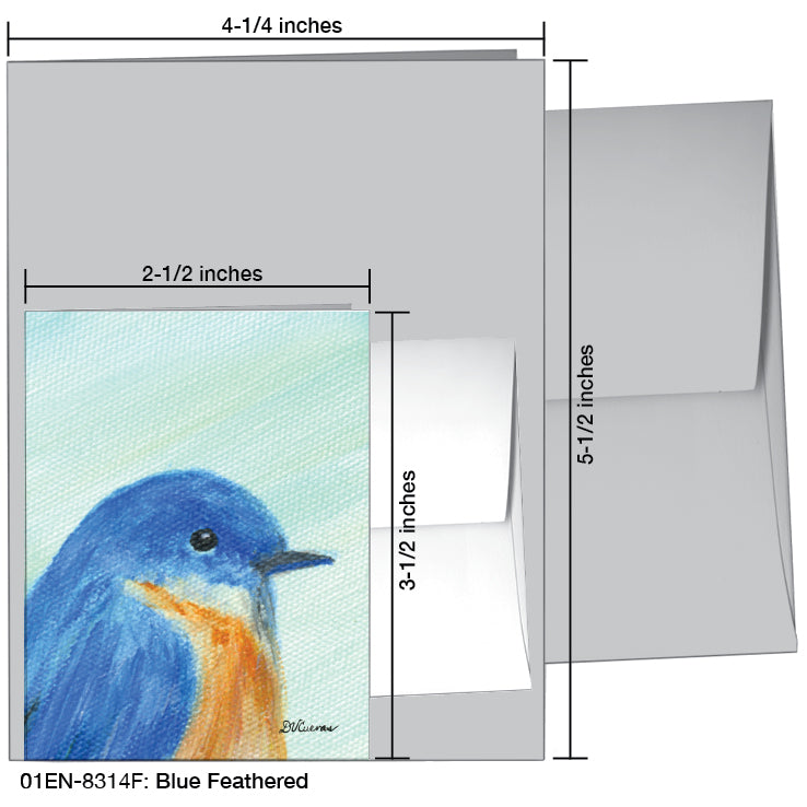 Blue Feathered, Greeting Card (#8314F)
