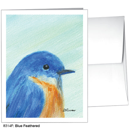 Blue Feathered, Greeting Card (#8314F), A2 Card Front, www.printedcanvas.com