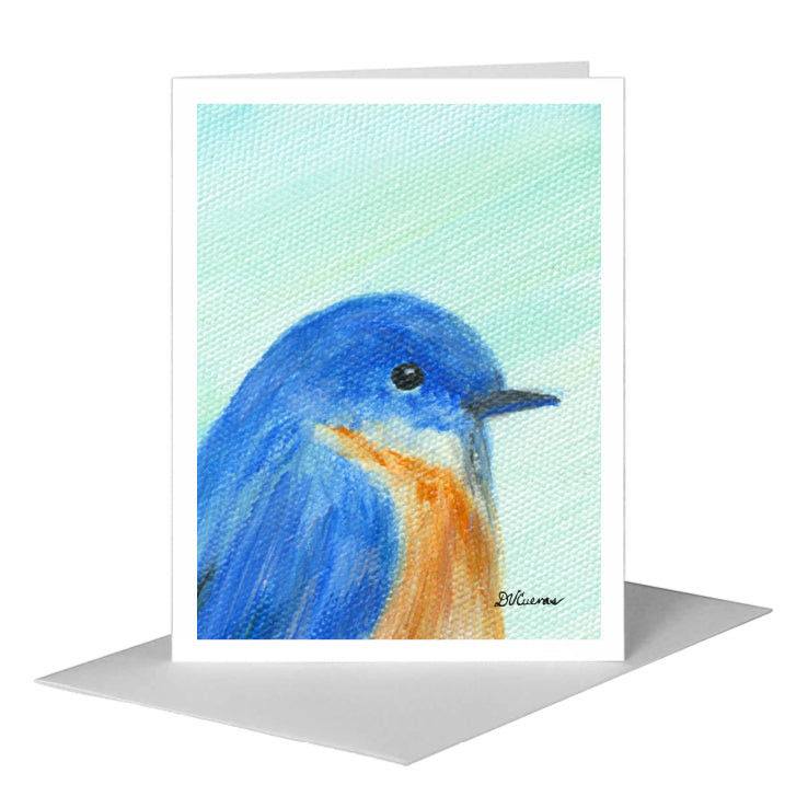 Blue Feathered, Greeting Card (#8314F), A2 Card Front, www.printedcanvas.com