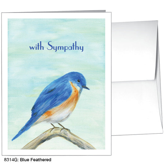Blue Feathered, Greeting Card (8314G), A2 Card Front, www.printedcanvas.com