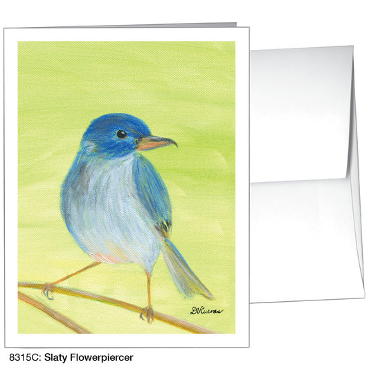 Slaty Flowerpiercer, Greeting Card (8315C), A2 Card Front, www.printedcanvas.com