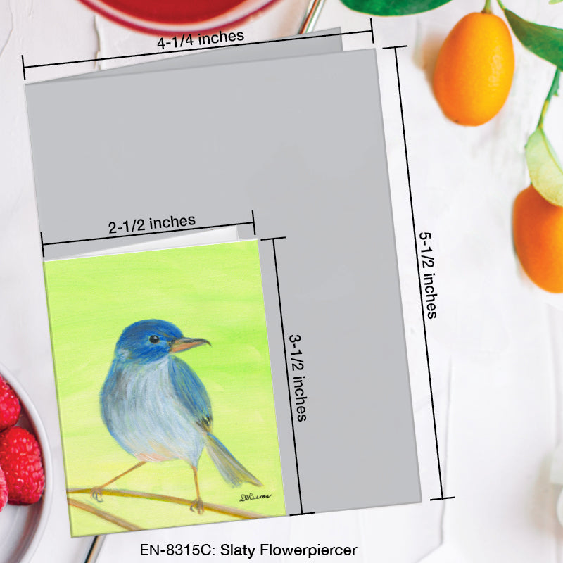 Slaty Flowerpiercer, Greeting Card (8315C), Enclosure Card, www.printedcanvas.com