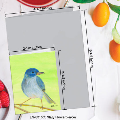 Slaty Flowerpiercer, Greeting Card (8315C), Enclosure Card, www.printedcanvas.com