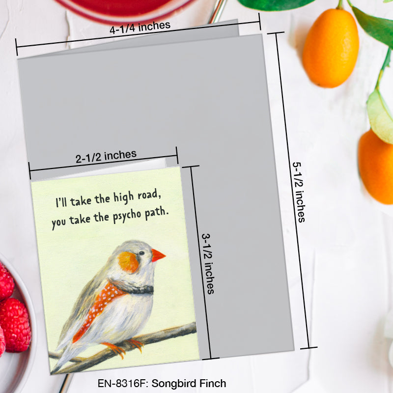 Songbird Finch, Greeting Card (8316F), Enclosure, www.printedcanvas.com