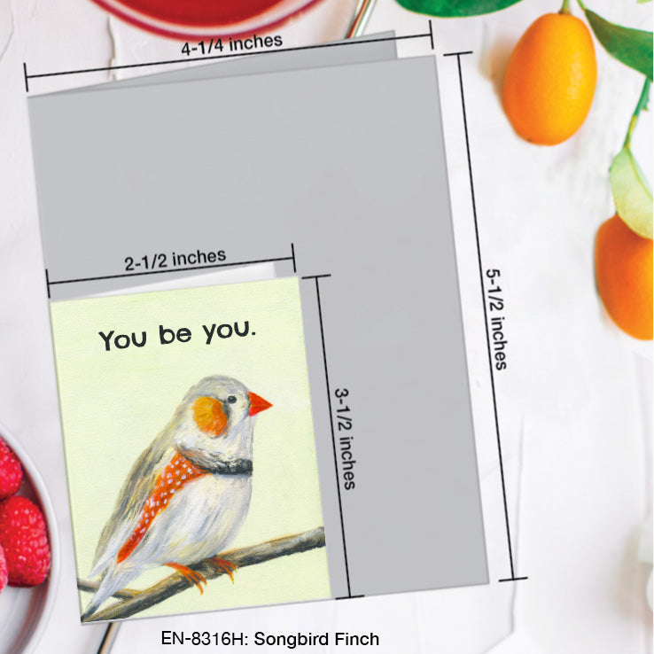 Songbird Finch, Greeting Card (8316H), Enclosure, www.printedcanvas.com