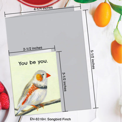 Songbird Finch, Greeting Card (8316H), Enclosure, www.printedcanvas.com
