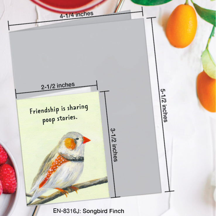 Songbird Finch, Greeting Card (8316J), Enclosure, www.printedcanvas.com