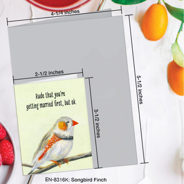 Songbird Finch, Greeting Card (8316K), Enclosure, www.printedcanvas.com