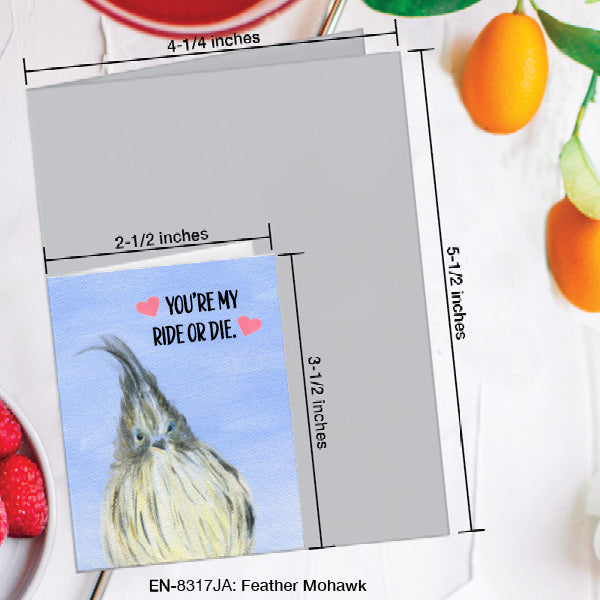 Feather Mohawk, Greeting Card (8317JA), Enclosure, www.printedcanvas.com