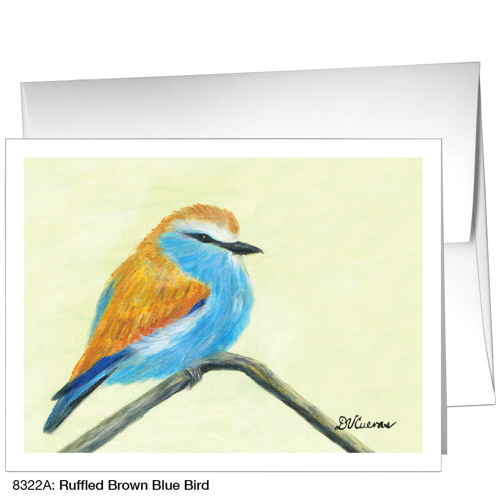 Ruffled Brown Blue Bird, Greeting Card (8322A), A2, printedcanvas.com