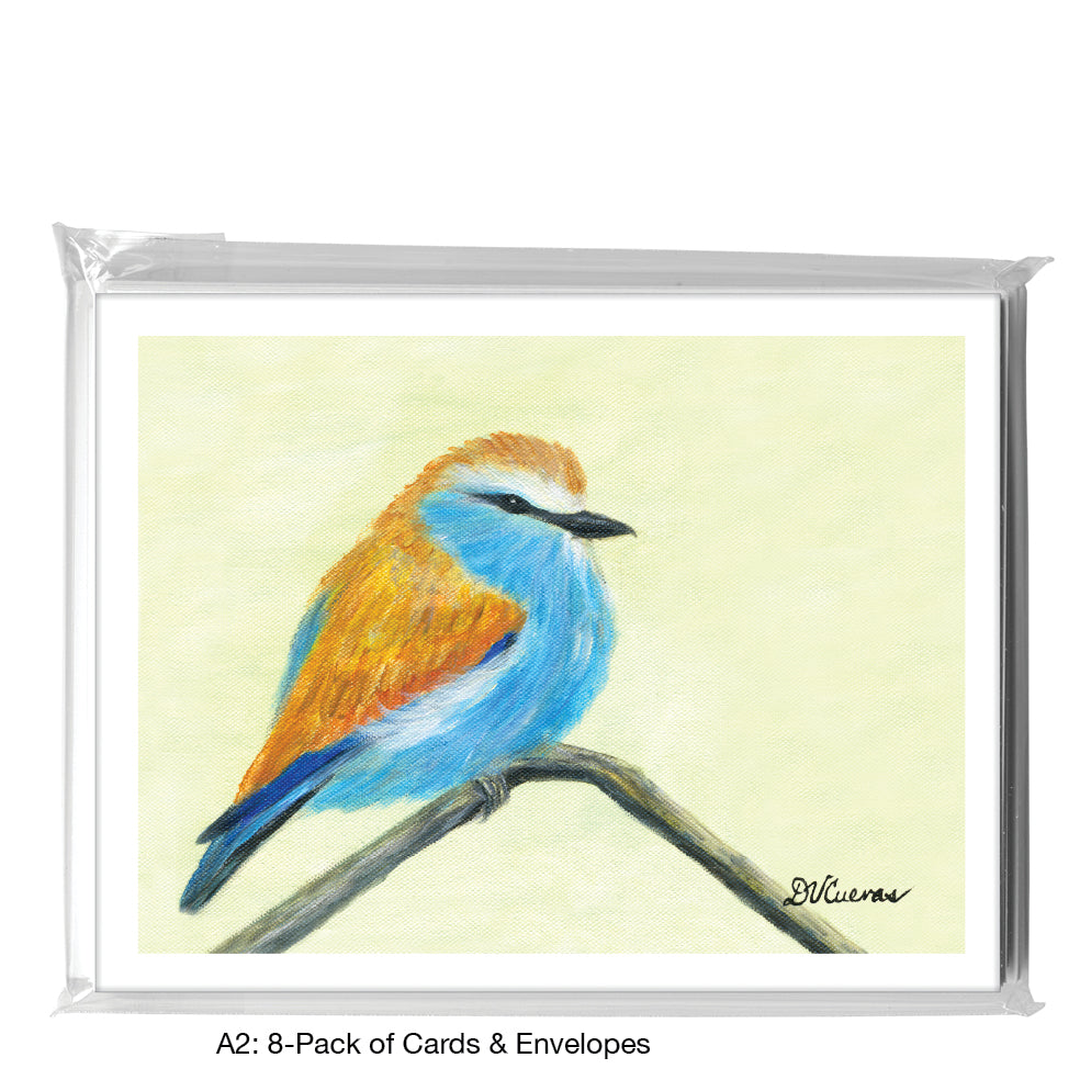 Ruffled Brown Blue Bird, Greeting Card (8322A), A2 8-Pack, printedcanvas.com