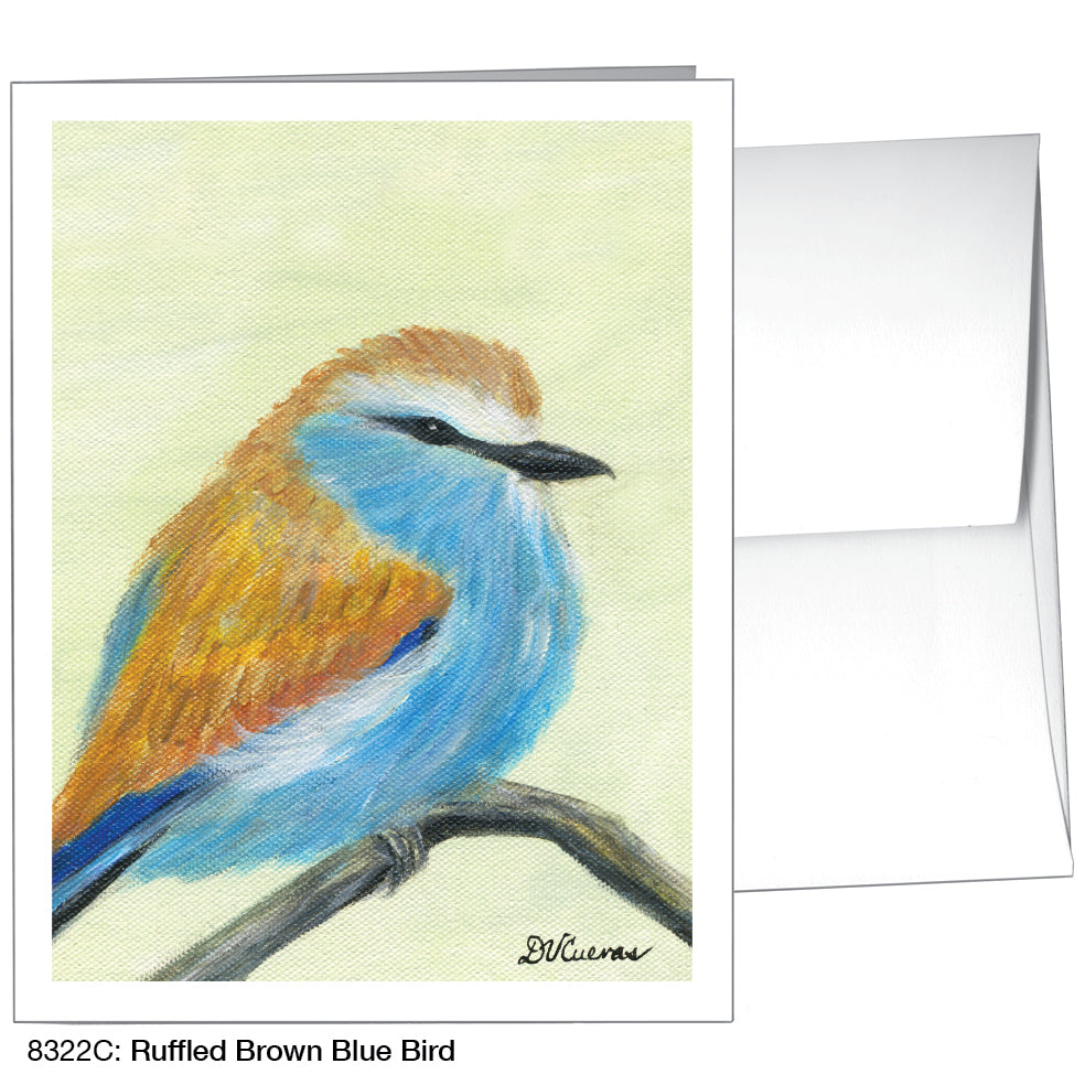 Ruffled Brown Blue Bird, Greeting Card (8322C), A2, printedcanvas.com
