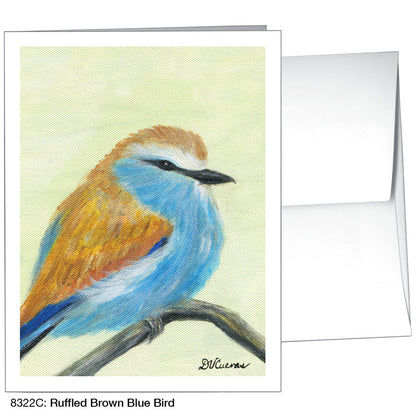 Ruffled Brown Blue Bird, Greeting Card (8322C), A2, printedcanvas.com