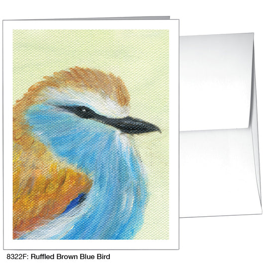 Ruffled Brown Blue Bird, Greeting Card (8322F), A2 Card Front, www.printedcanvas.com