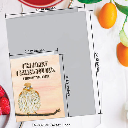 Sweet Finch, Greeting Card (8325M), Enclosure, www.printedcanvas.com