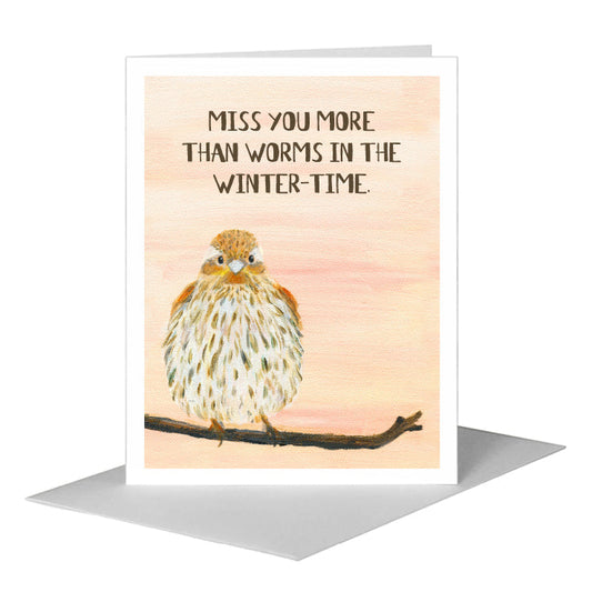 Sweet Finch, Greeting Card (#8325N) A2 Card Front, www.printedcanvas.com