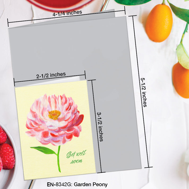 Garden Peony, Greeting Card (8342G), Enclosure, www.printedcanvas.com