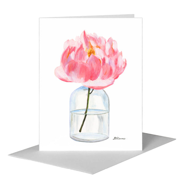 Short Bottle Peony, Greeting Card (#8344A), A2 Card Front, www.printedcanvas.com