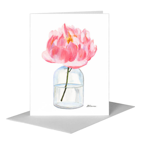 Short Bottle Peony, Greeting Card (#8344A) A2 Card Front, www.printedcanvas.com