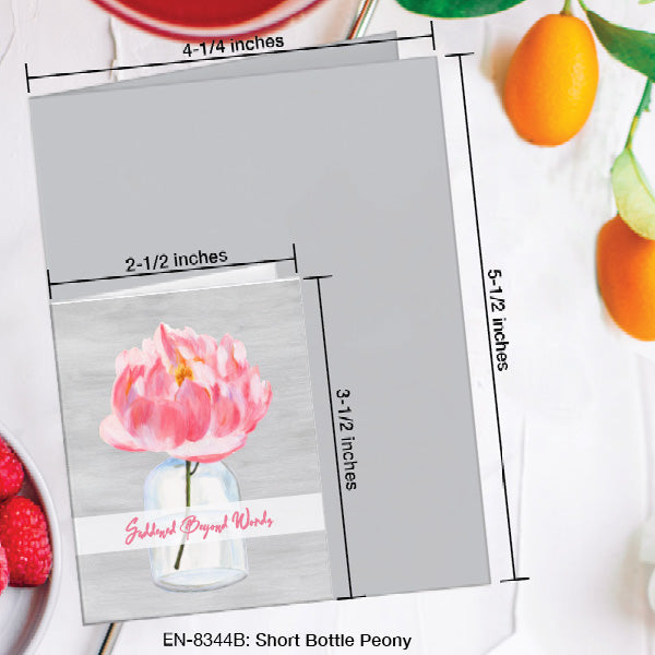 Short Bottle Peony, Greeting Card (8344B), Enclosure, www.printedcanvas.com
