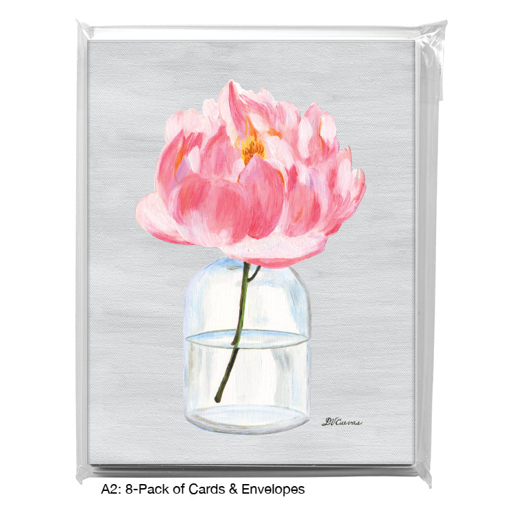 Short Bottle Peony, Greeting Card (8344C), A2 Card 8-Pack, www.printedcanvas.com