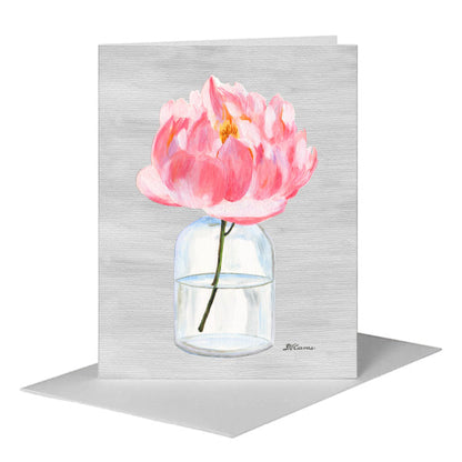 Short Bottle Peony, Greeting Card (#8344C) A2 Card Front, www.printedcanvas.com