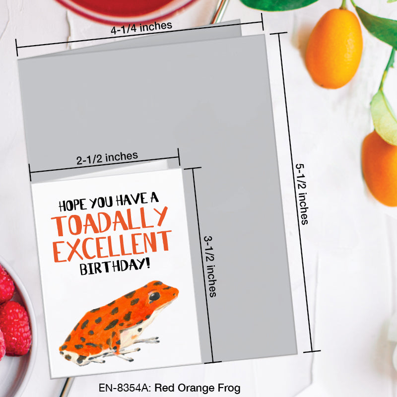 Red Orange Frog, Greeting Card (8354A), Enclosure, www.printedcanvas.com