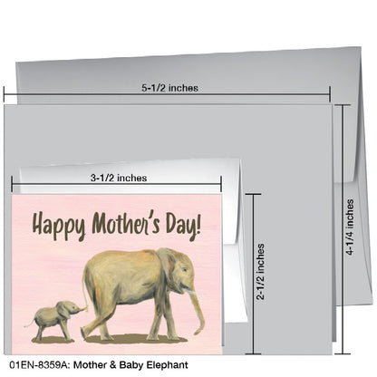 Mother & Baby Elephant, Greeting Card (8359A) - Printed Canvas