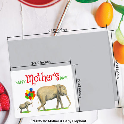 Mother & Baby Elephant, Greeting Card (#8359A)